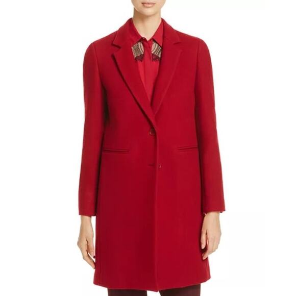 Gerard Darel Galeria Wool-Cashmere Blend Coat Red Women’s Size 36 Old Money - Picture 1 of 11